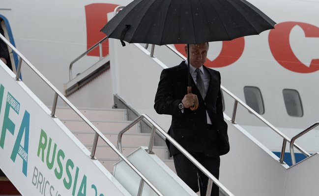 President of the Russian Federation Vladimir Putin arrives in Ufa