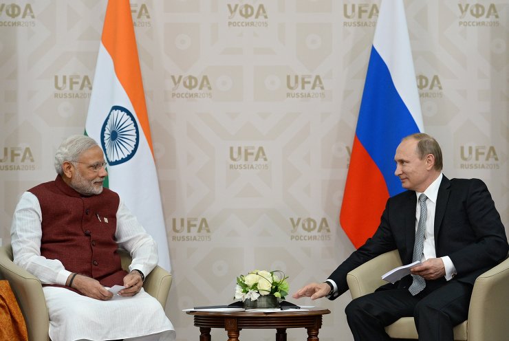 President of the Russian Federation Russia Vladimir Putin meets with Prime Minister of India Narendra Modi