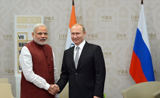 Встреча Президента Российской Федерации Владимира Путина с Премьер-министром Индии Нарендрой Моди