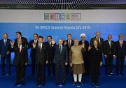 Group photograph of BRICS leaders and the leaders of the invited states